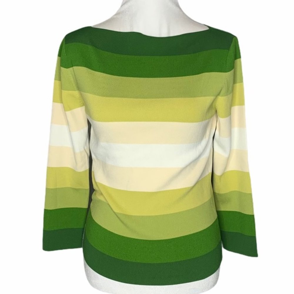 Green Multi Colored Stripped Top Size: M
